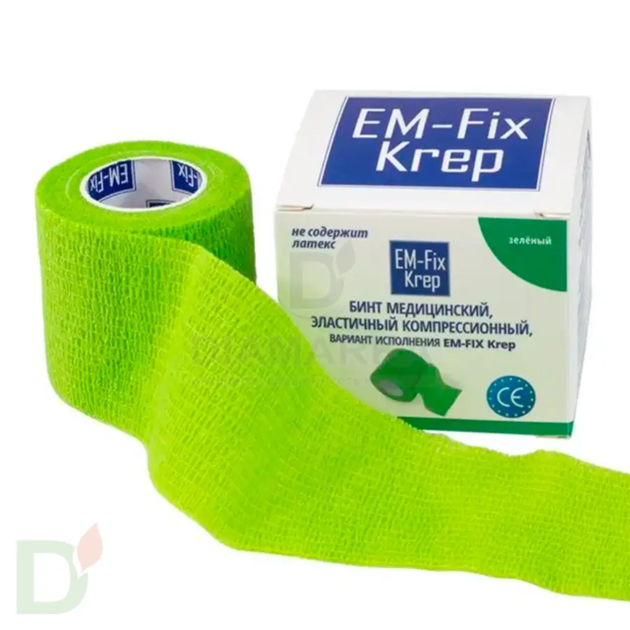Бинт эластичный когезивный EM-fix krep Лайм, 5 см х 4,5 м в Уфе