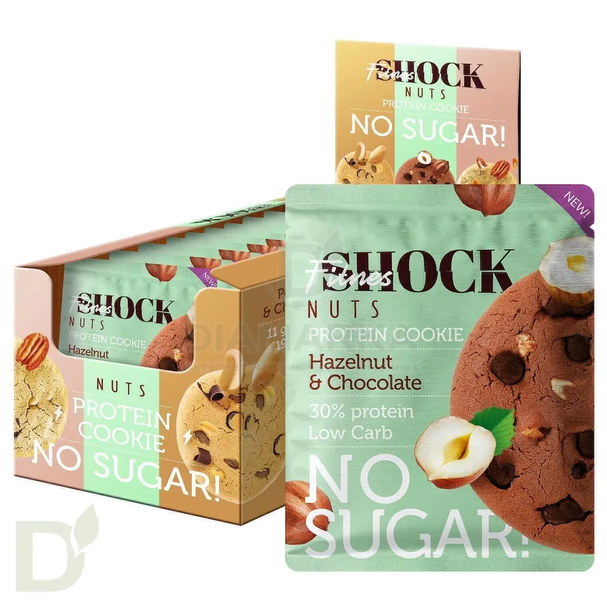 Печенье протеиновое FitnesShock Nuts Фундук-Шоколад 40гр.