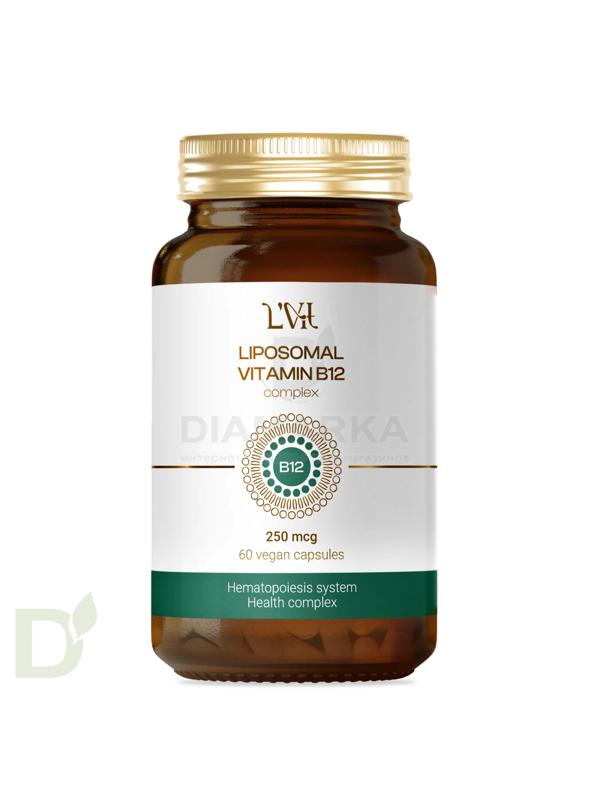 Витамины L'Vit Liposomal Vitamin B12+B9 complex, 250+200 мг в 1 капсуле, 60 капс в Уфе