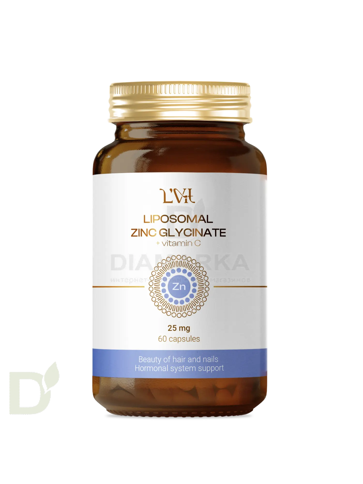 Витамины L'Vit Liposomal Zinc Glycinate + Vitamin C, 25 мг в 1 капсуле, 60 капс в Уфе