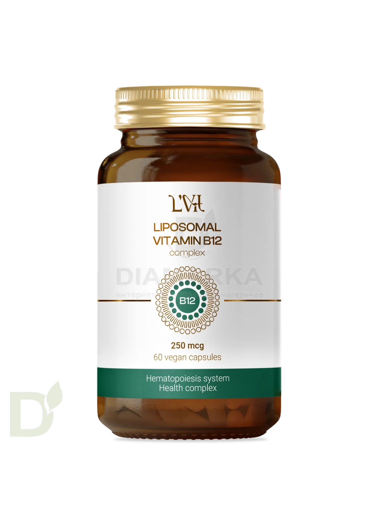 Витамины L'Vit Liposomal Vitamin B12+B9 complex, 250+200 мг в 1 капсуле, 60 капс в Уфе
