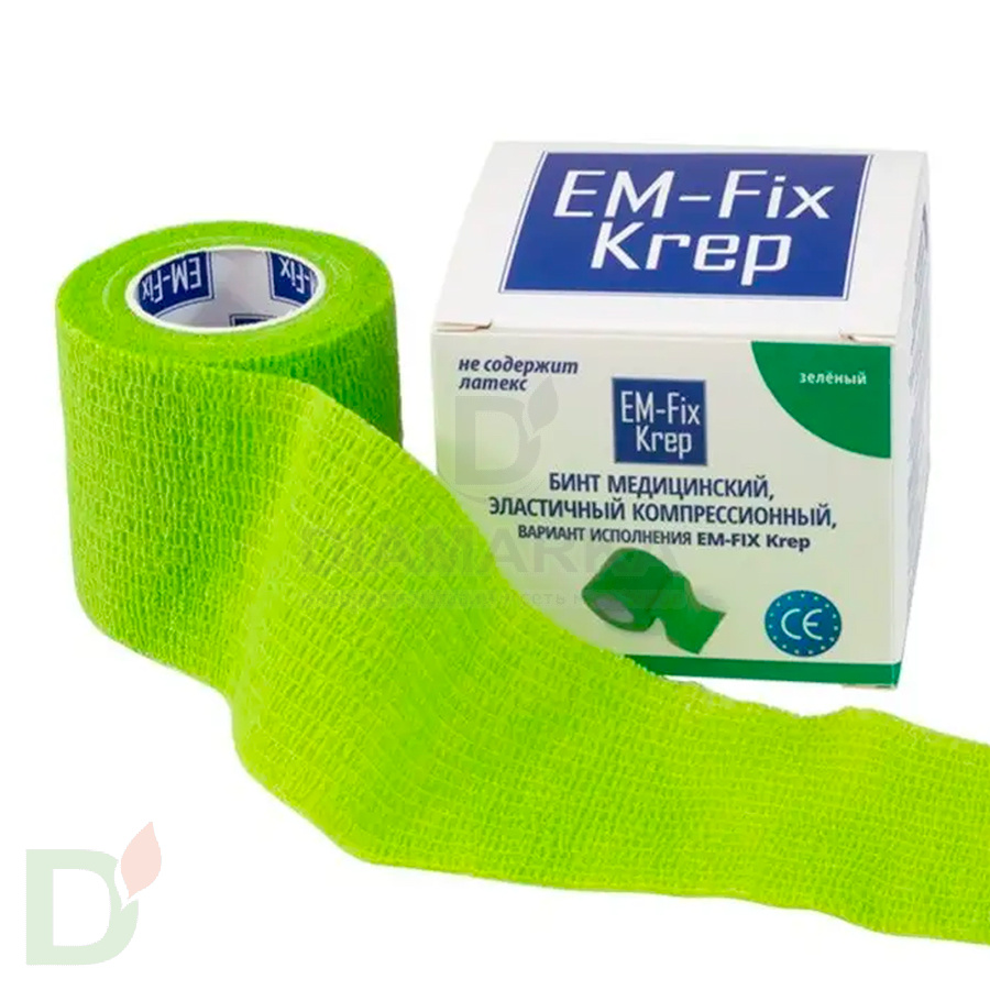Бинт эластичный когезивный EM-fix krep Лайм, 5 см х 4,5 м в Уфе