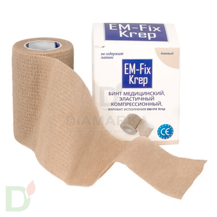 Бинт эластичный когезивный EM-Fix krep бежевый, 7,5 см х 4,5 м в Уфе