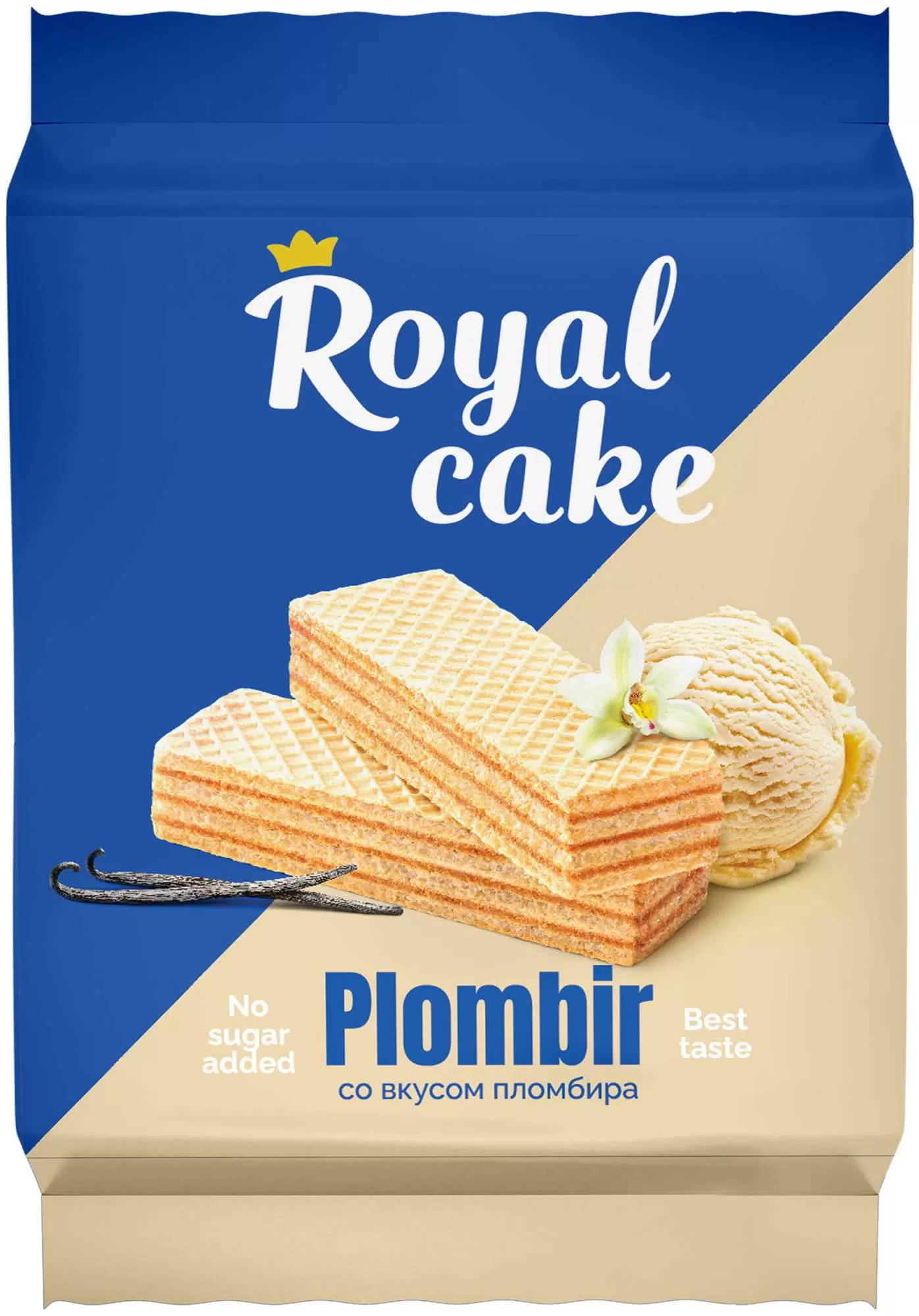 Вафли Royal cake со вкусом «ПЛОМБИР» без сахара, 120 г в Уфе