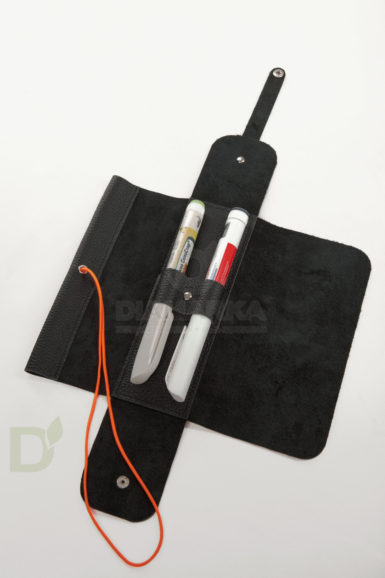 Чехол - скрутка для инсулиновых шприцов Jaskier dia bags черный, натуральная кожа