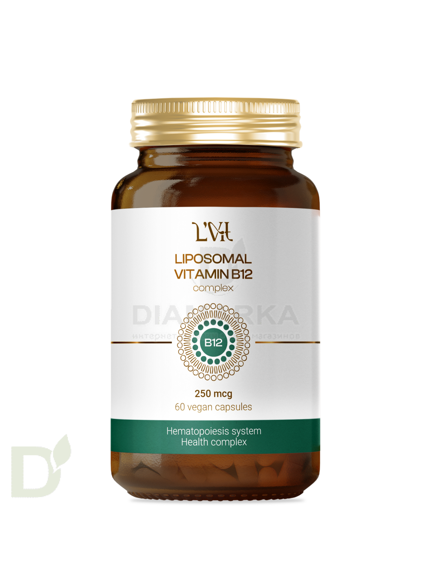 Витамины L'Vit Liposomal Vitamin B12+B9 complex, 250+200 мг в 1 капсуле, 60 капс в Уфе